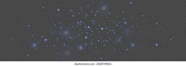 Sparkles of fairy dust and blue stars shine with a special light. Particles of glare of light.