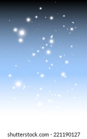 Sparkles fall blue background vector template - Vector glitters falling on blue background illustration