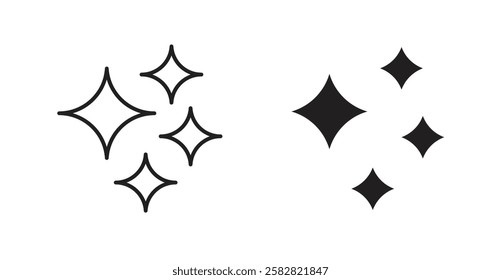 Sparkles filled and outlined icons vectors on white background
