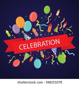 sparkles and firework background with banner. can be use for christmas, holiday celebration, party, and new year event. vector  illustration