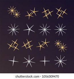 Sparkles, glowing light effect stars and bursts. Bright firework