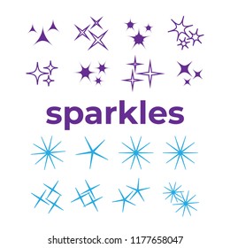 Sparkles, glowing light effect stars and bursts. Bright firework, decoration twinkle, shiny flash