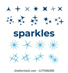 Sparkles, glowing light effect stars and bursts. Bright firework, decoration twinkle, shiny flash
