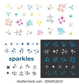 Sparkles, glowing light effect stars and bursts. Bright firework, decoration twinkle, shiny flash