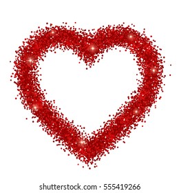 Sparkles heart frame. Vector illustration isolated on white background