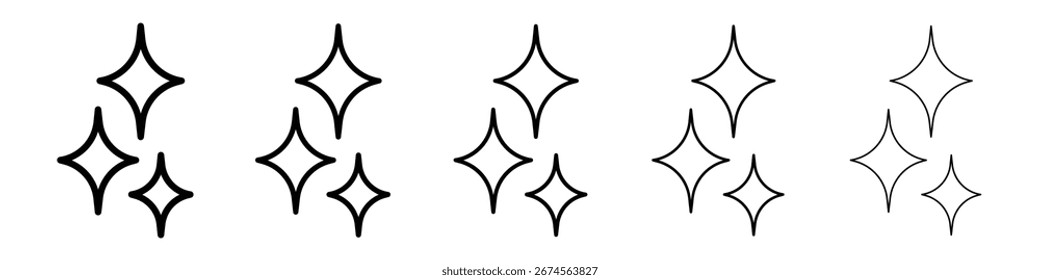 Sparkles icon logo in stroke lines collection