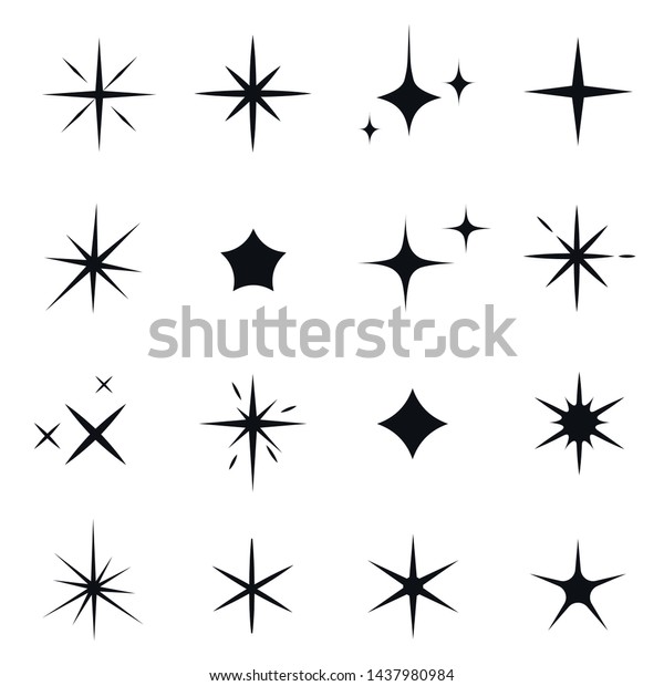 Sparkles Icon Set Black Glowing Effect Stock Vector (Royalty Free ...
