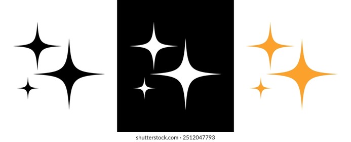 Sparkles icon set in flat style. stars, bursts, twinkling stars simple black style symbol sign for apps and website. Stars set icons, different sparkle star shapes, vector illustration.