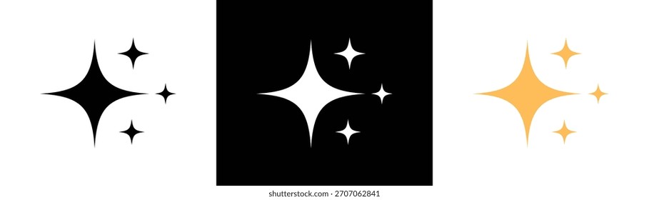 Sparkles Icon im flachen Stil. Sterne, Bursts, funkelnde Sterne einfache schwarze Stil Symbol-Zeichen für Apps und Website. Symbolvektor mit Twinkling-Symbol.