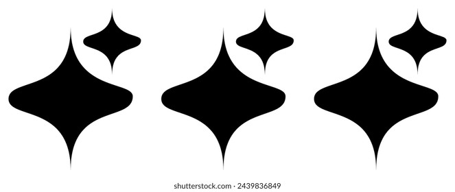 Sparkles icon set in flat style.Black spark silhouette isolated on white background