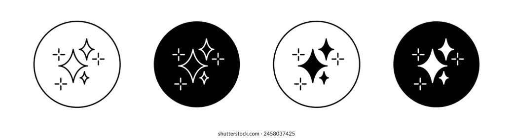 Sparkles icon set. glitter shine spark vector symbol. clean gloss stars sign. bright shiny glow starburst icon. magic stars pictogram in black filled and outlined style.