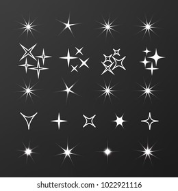 Sparkles icon set. Star element. Sparkle lights vector