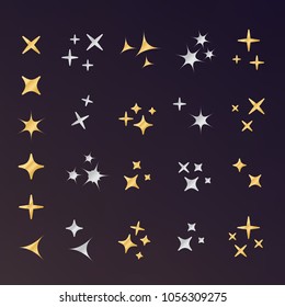 Sparkles icon set. Star element. Sparkle lights vector