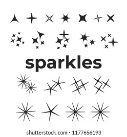 Sparkles icon set. Star element. Sparkle lights vector