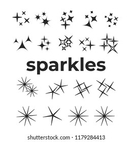 Sparkles icon set. Star element. Sparkle lights vector