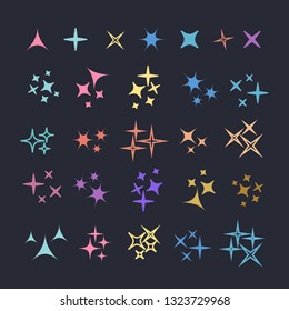 Sparkles icon set. Star element. Sparkle lights vector