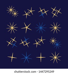 Sparkles icon set. Star element. Sparkle lights vector
