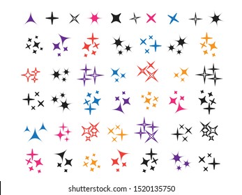 Sparkles icon set. Star element. Sparkle lights vector