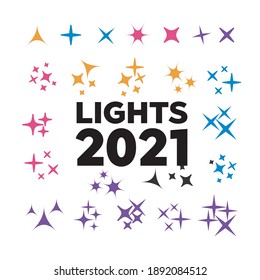 Sparkles icon set. Star element. Sparkle lights vector
