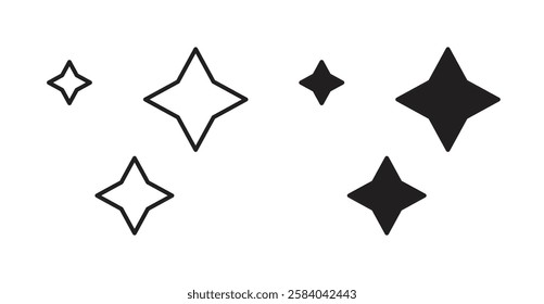 Sparkles icon set in thin line. vector illustrations for web