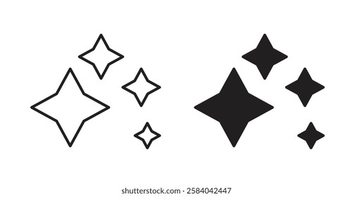 Sparkles icon set in thin line. vector illustrations for web