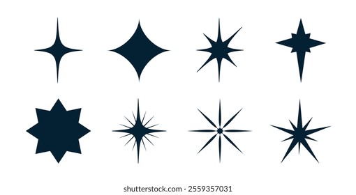 Sparkles Icon Set for UI Designs. Set of Clean shining icons. Sparkle Sign. Flash symbol. Magic Stars Vector Icon. Clean Shiny Shiny Stars Sign for UI Designs. Twinkle Star