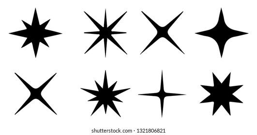 Sparkles Icon Set Vector Design, Star icons. Twinkling stars. Sparkles, shining burst. Christmas vector symbols isolated, vector illustration