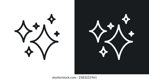 Sparkles icons in black and white liner strokes for web design.