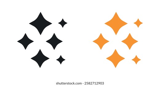 Sparkles icons set vectors black and colored style
