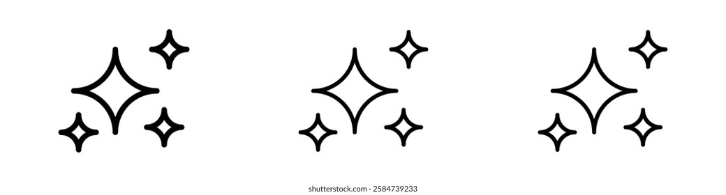 Sparkles icons in three different stroke lines