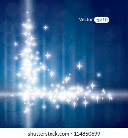 Sparkles and lights blue vector background