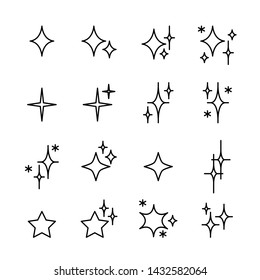 Sparkles line icon set of design element.