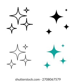 Sparkles Line Icon Set - Magische Sterne und Twinkle Symbole Vektor, Magische Sterne Vektor Icons - Clean Sparkles und Shiny Star Line Set