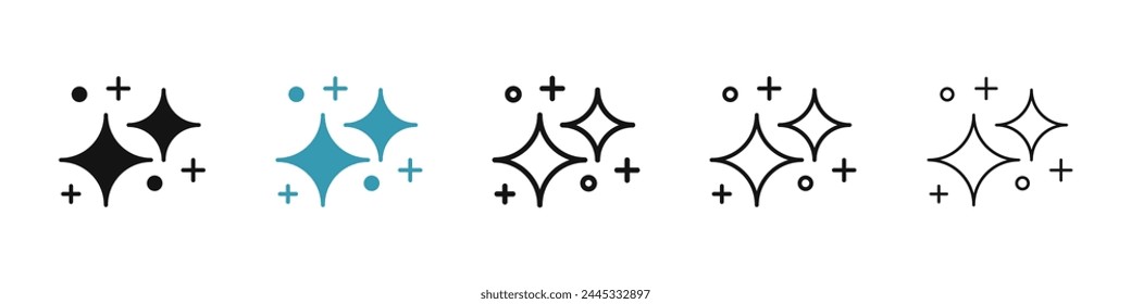 Sparkles Line Icon Set für UI Designs. In: Magic Stars Vektorgrafik Icon. Clean Shiny Shiny Stars Sign für UI Designs. In: Twinkle Star.
