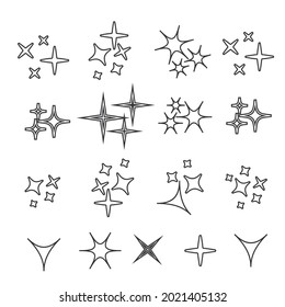 Sparkles line icons. Black sparkles symbols vector