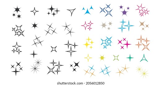 Sparkles line icons. Black sparkles symbols vector