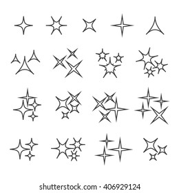 Sparkles line icons. Black sparkles symbols vector