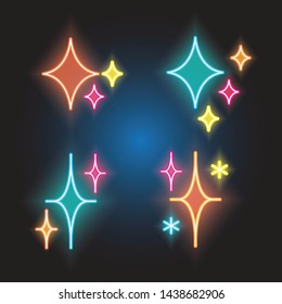 sparkles line neon icon set 2