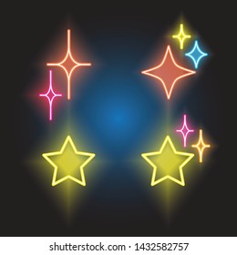sparkles line neon icon set3