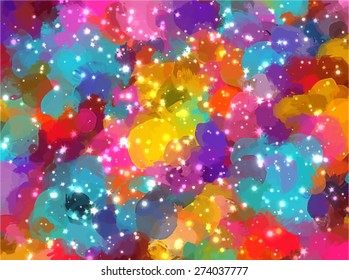 Sparkles multicolor brush strokes background. Vector version