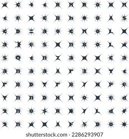 sparkles shape and fire flakes shape icon Symbol Set 100