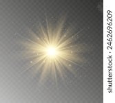 The sparkles sparkle with a special lighting effect. Sparkling magical dust particles. Glowing sparkling wave.
Glowing light explodes on a transparent background. Sparkling magical dust particles. 