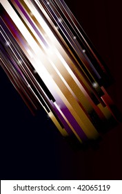 Sparkles, spots, top thin lines, thick lines and background lines are on separate layers. Lines are cropped via clipping mask. Simple linear gradients are used.