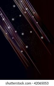 Sparkles, spots, top thin white lines and background lines are on separate layers. Lines are cropped via clipping mask. Simple linear gradients are used.