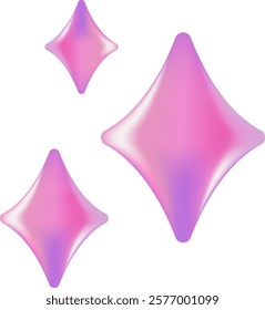 Sparkles star shapes emoji icon pink and purple gradient Abstract 3D Shapes Sticker