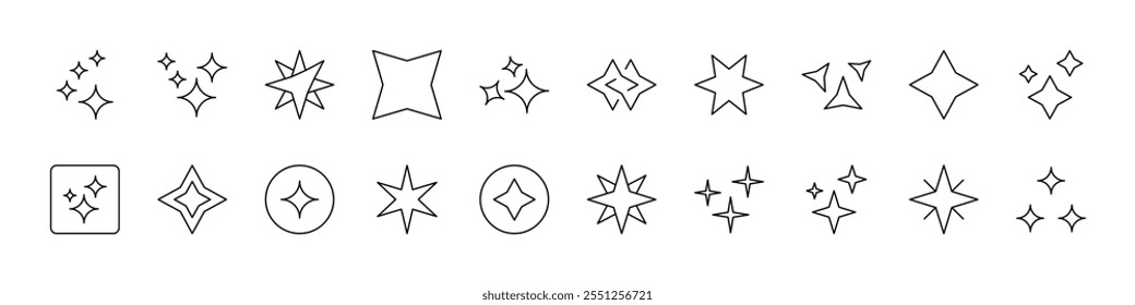 Sparkles and Stars Collection of Thin Icons. Editable Stroke. Suitable for Web Sites, Books, Cards, Apps