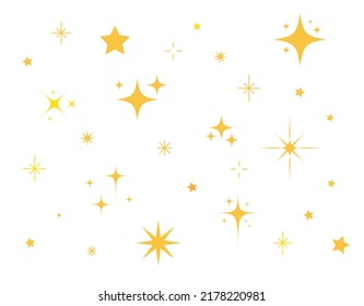 Sparkles Stars isolated on white background. Set of twinkling stars. Stars light effect. Vector illustration