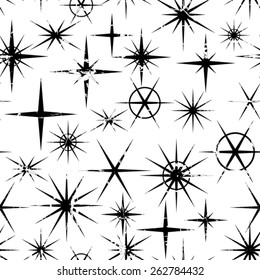 Sparkles - Stars - Vector Pattern - Seamless Texture with Grunge Elements .