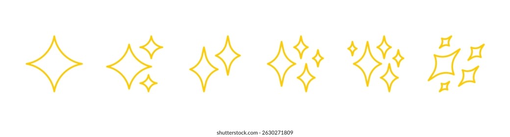 Sparkles symbol. Different black sparkle shapes. Vector illustration.