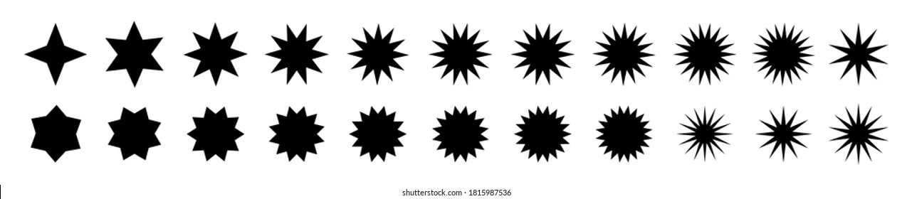 Sparkles symbols icon black silhouettes of star ray burst